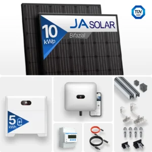 10 kWp PV-Anlage 24x Ja Solar 435 W Glas-Glas Full Black mit 5 kWh Speicher